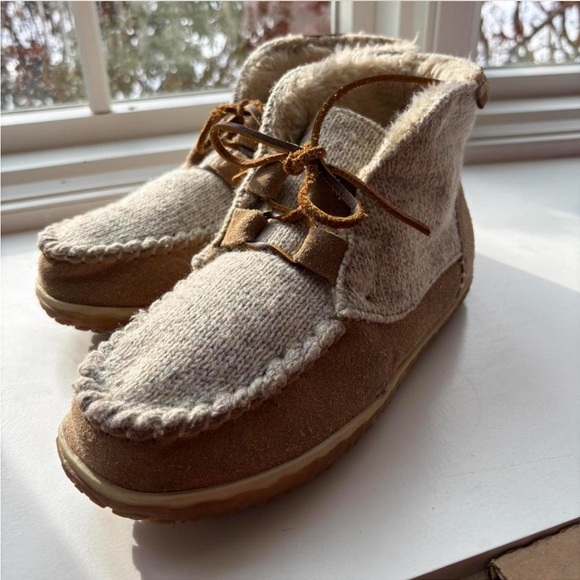 Minnetonka Cozy Knit and Suede Moccasin Boots - Picture 2 of 8